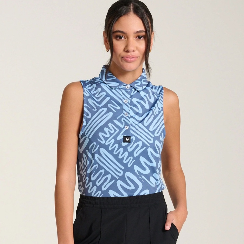 Bad Birdie Mazed & Confused Sleeveless Performance Polo - M - Picture 2 of 7